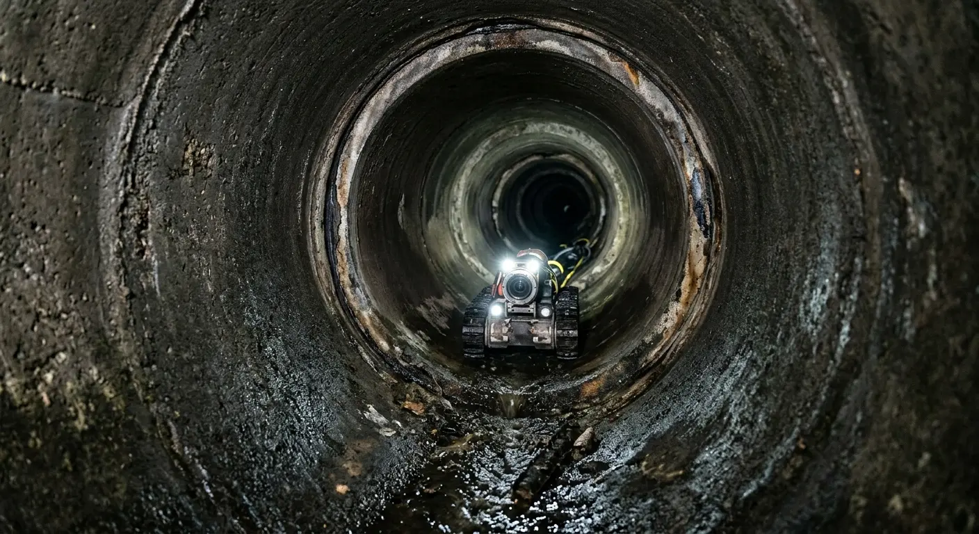 Robotic sewer camera inspecting pipe interior for Sewer Line Repair in South Amboy